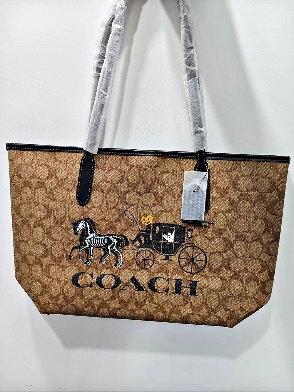COACH City Tote Bag Signature Canvas Halloween Carriage